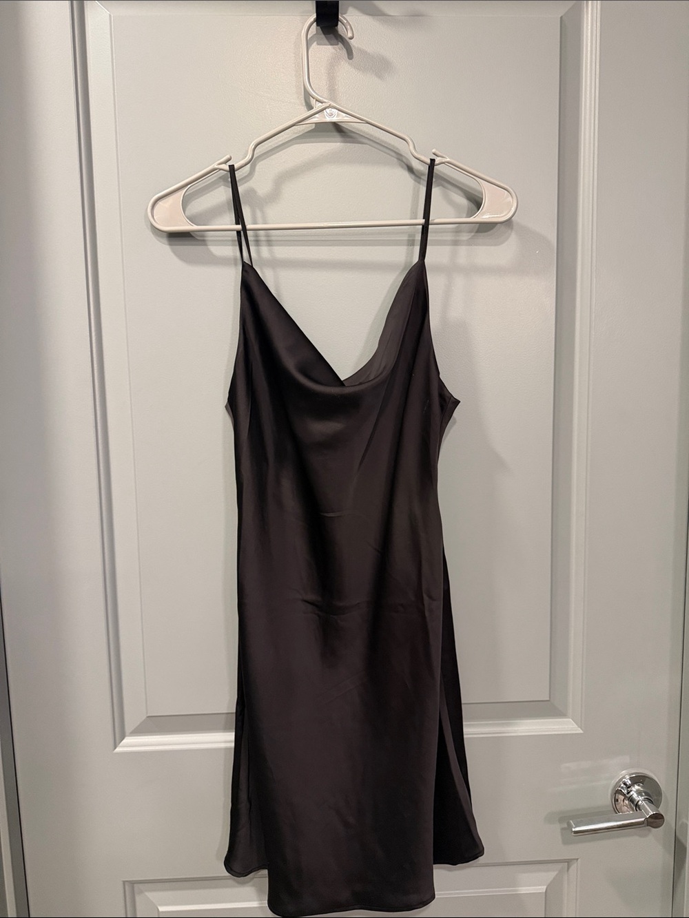 Urban Outfitters Black Satin Cowl Slip Dress
